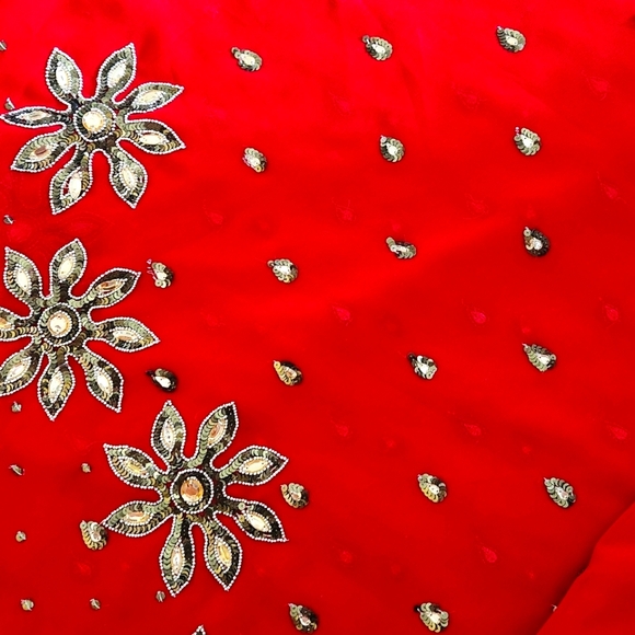 Red Saree & Blouse - Picture 7 of 7